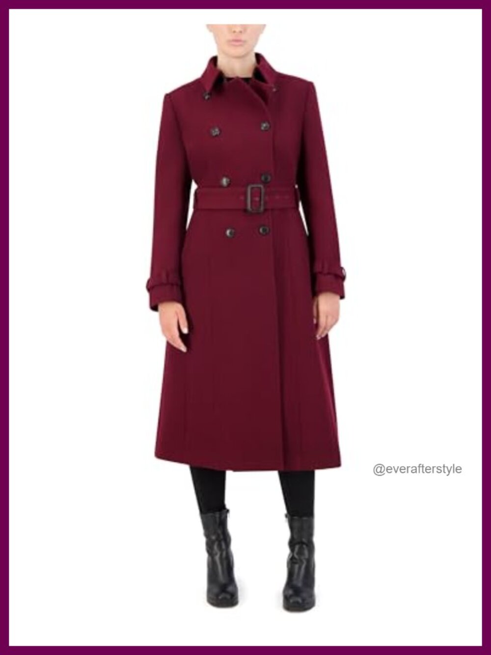 Wool Blend Trench Coat Quilted Flared Fitted Winter Work Coat